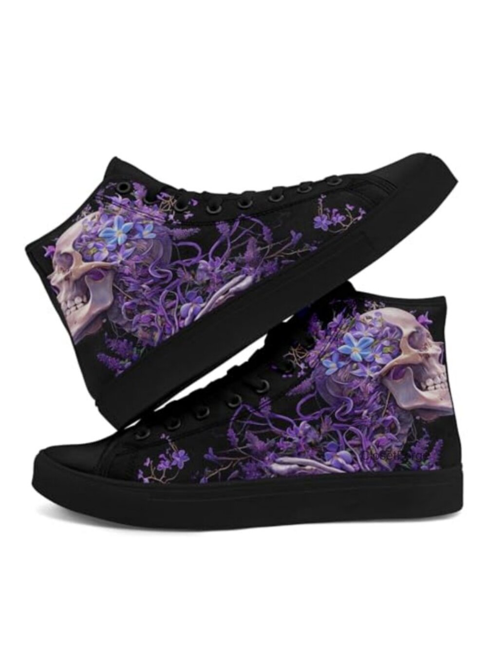 High Top Canvas Sneakers Skull Floral Lightweight Casual Goth Streetwear Skate